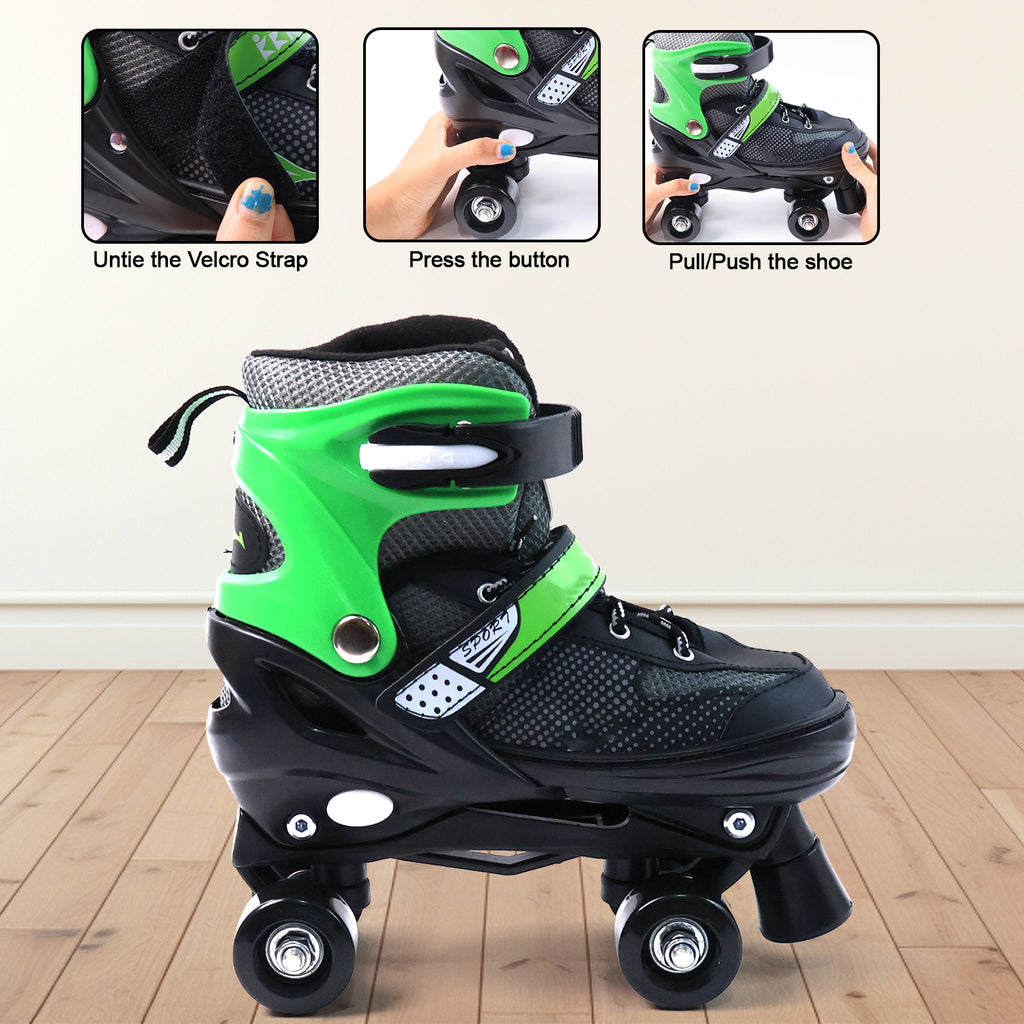 Adjustable Quad Roller Skates For Kids (Large  1 Pair)